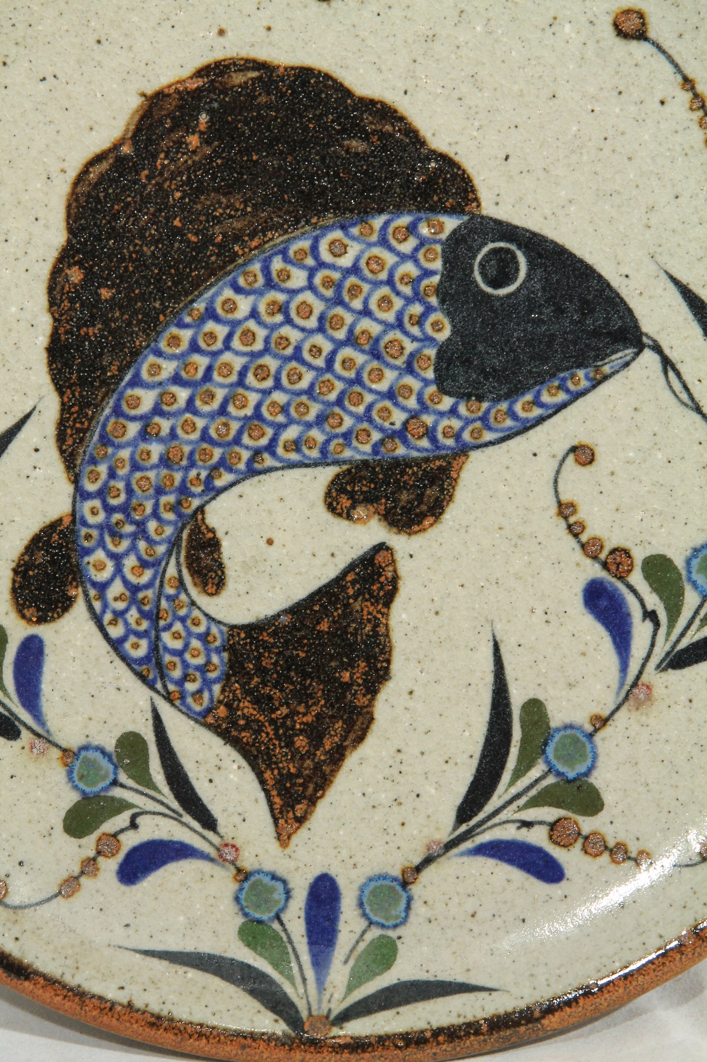 Leap Fish Mexican Ceramic Hanging Plate Hand Painted Folk Art
