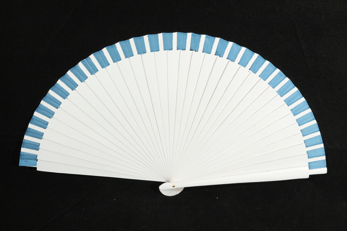 New "Frida" Hand Fan Direct from Spain Lacquered Wood/Paper Blue