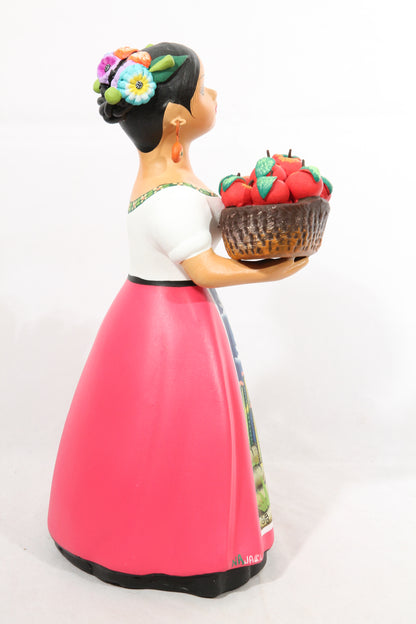 "Lupita" NAJACO Doll Ceramic Fuchsia Espanola Skirt Apple Basket