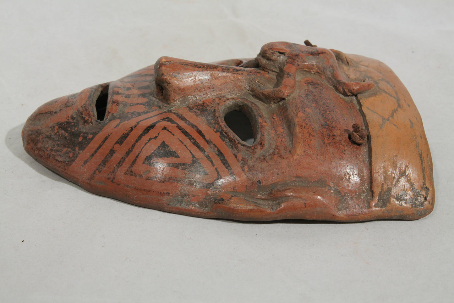 Mexican Ceramic Hanging Mask Folk Art Hand Made w Frog