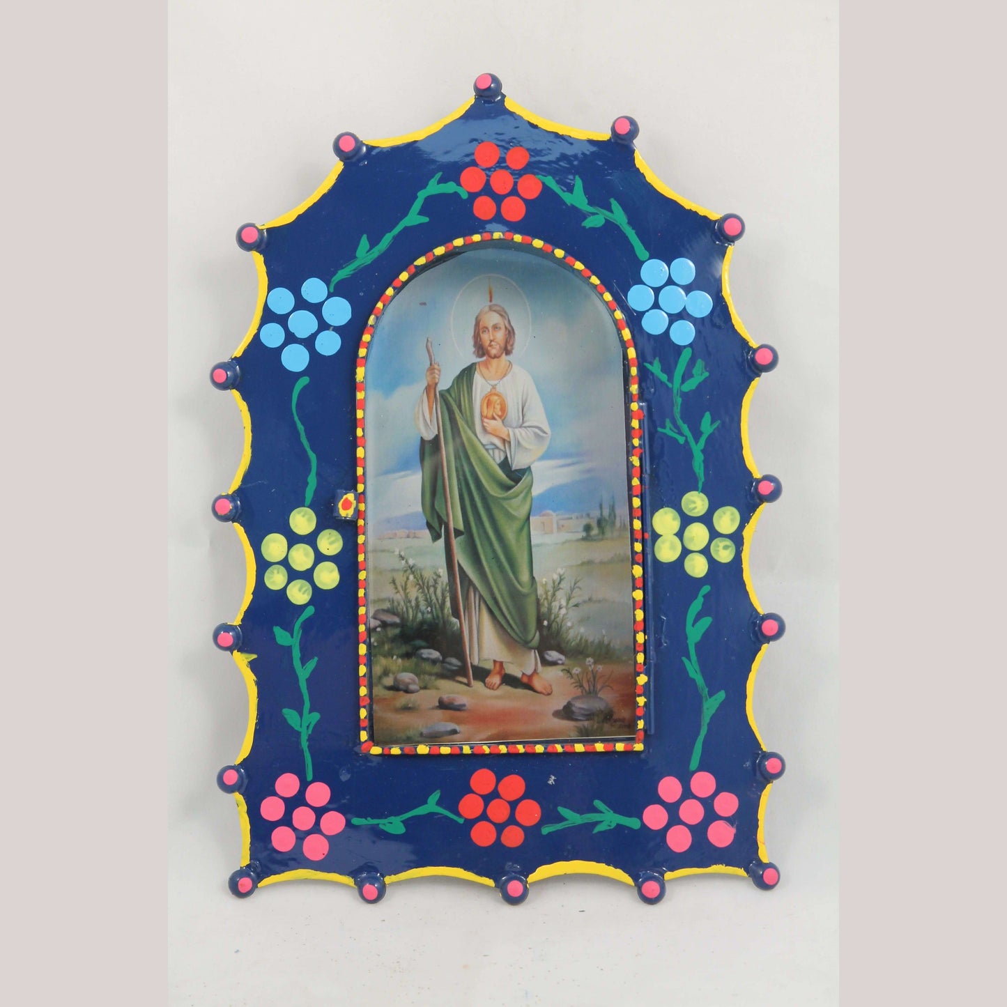 Tin Hanging Niche/Glass Mexican Folk Art Handmade Décor Religion Christ/Jesus
