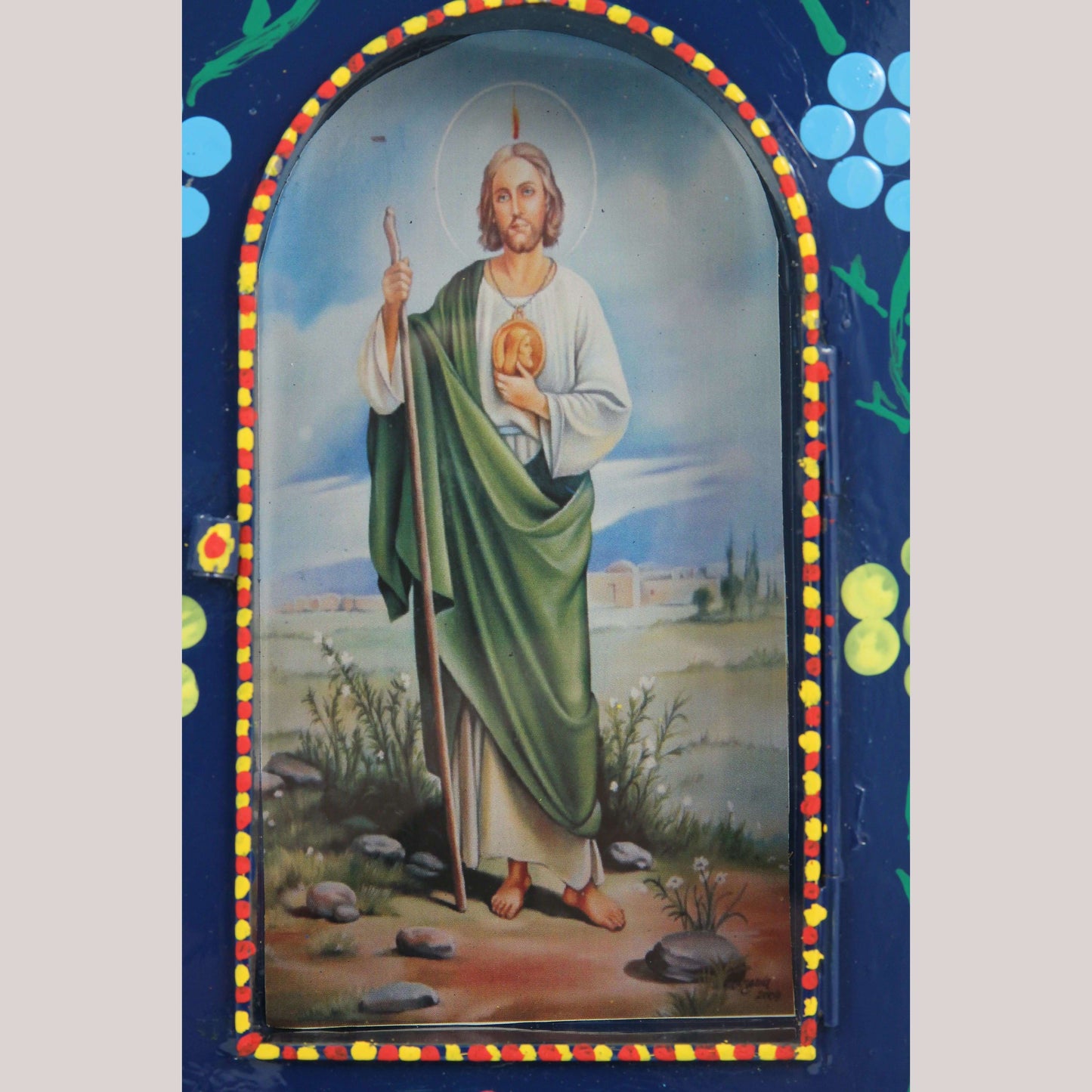 Tin Hanging Niche/Glass Mexican Folk Art Handmade Décor Religion Christ/Jesus