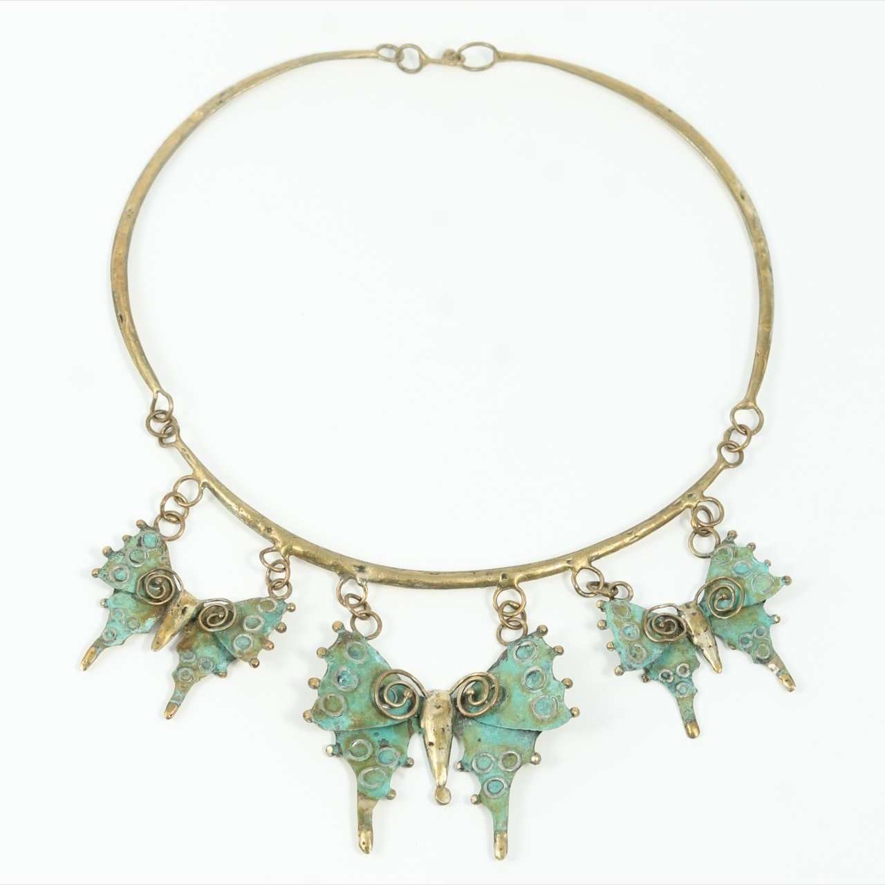 "Butterflies" Bronze Necklace Mexican Art Custom Jewelry Hand Crafted