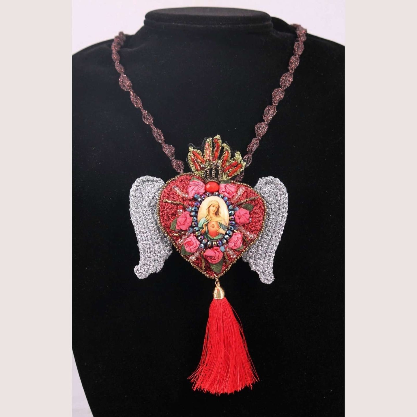 Hand Crafted Necklace Mexican Art Jewelry Mary Custom Made