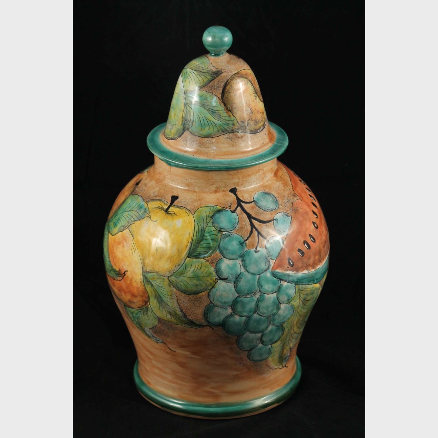 Mexican Ceramic/Pottery Jar/Container w Lid, Talavera, Hand Painted Fruit
