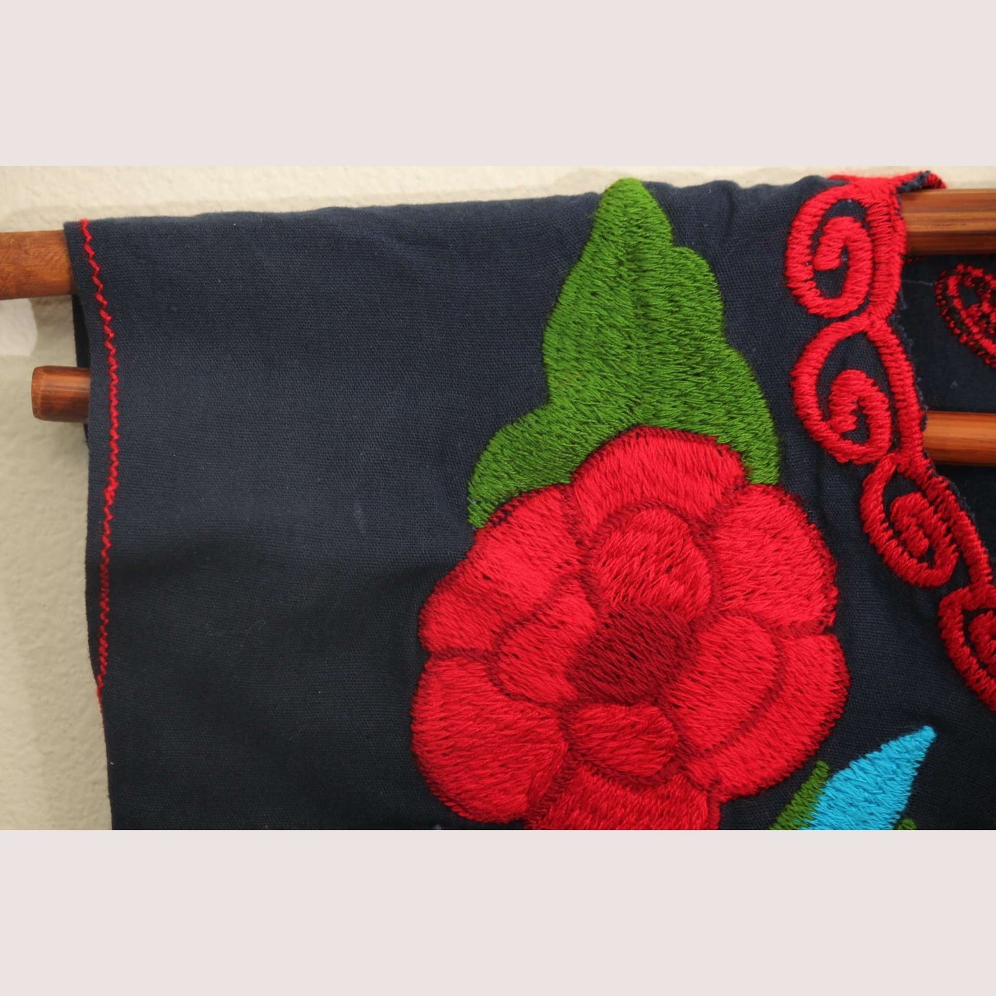 Mexican Navy Blue Embroidered Cotton Blouse/Top/Clothing Oaxaca