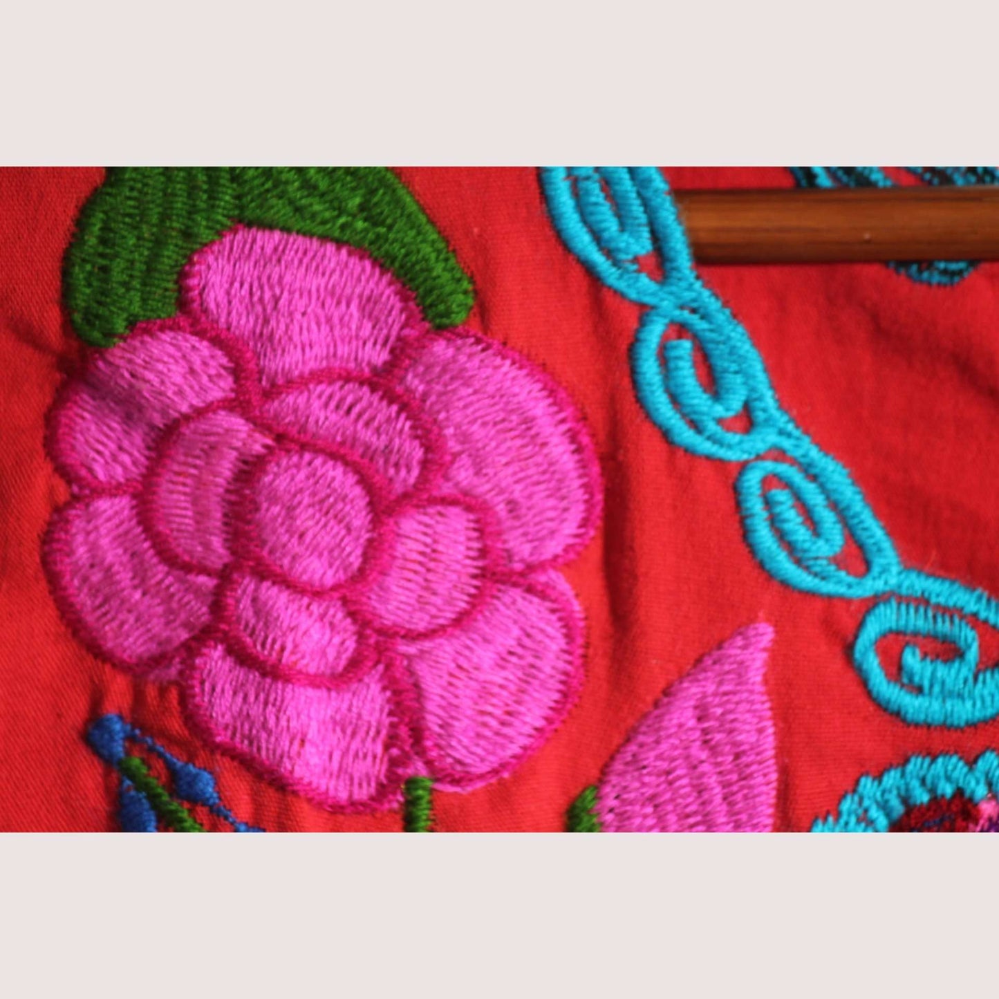 New Authentic Mexican Cotton Blouse/Top Ethnic Embroider Oaxaca Boho/Hippie Red