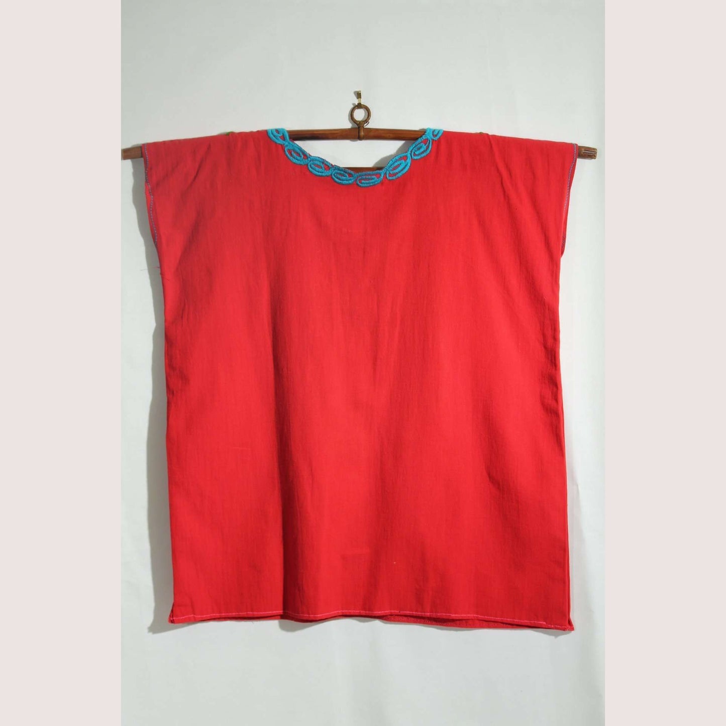 New Authentic Mexican Cotton Blouse/Top Ethnic Embroider Oaxaca Boho/Hippie Red