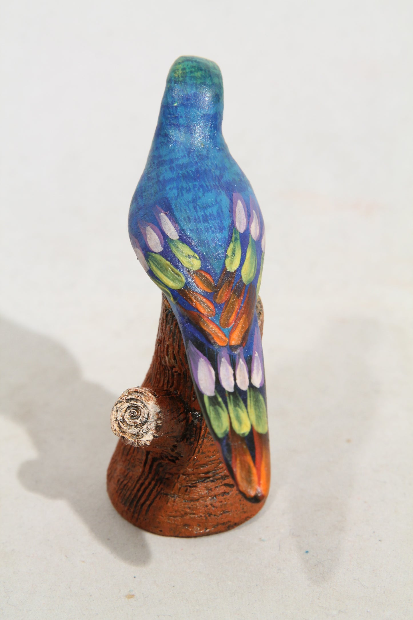 Small Ceramic Macaw Parrot on a Stump Mexican Folk Art Macias Family