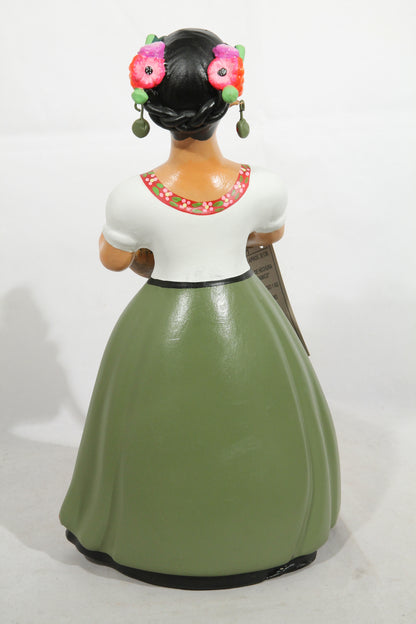 Najaco Lupita Figurine Figurine Kitchenware Basket Mexico Folk Art Olive #2