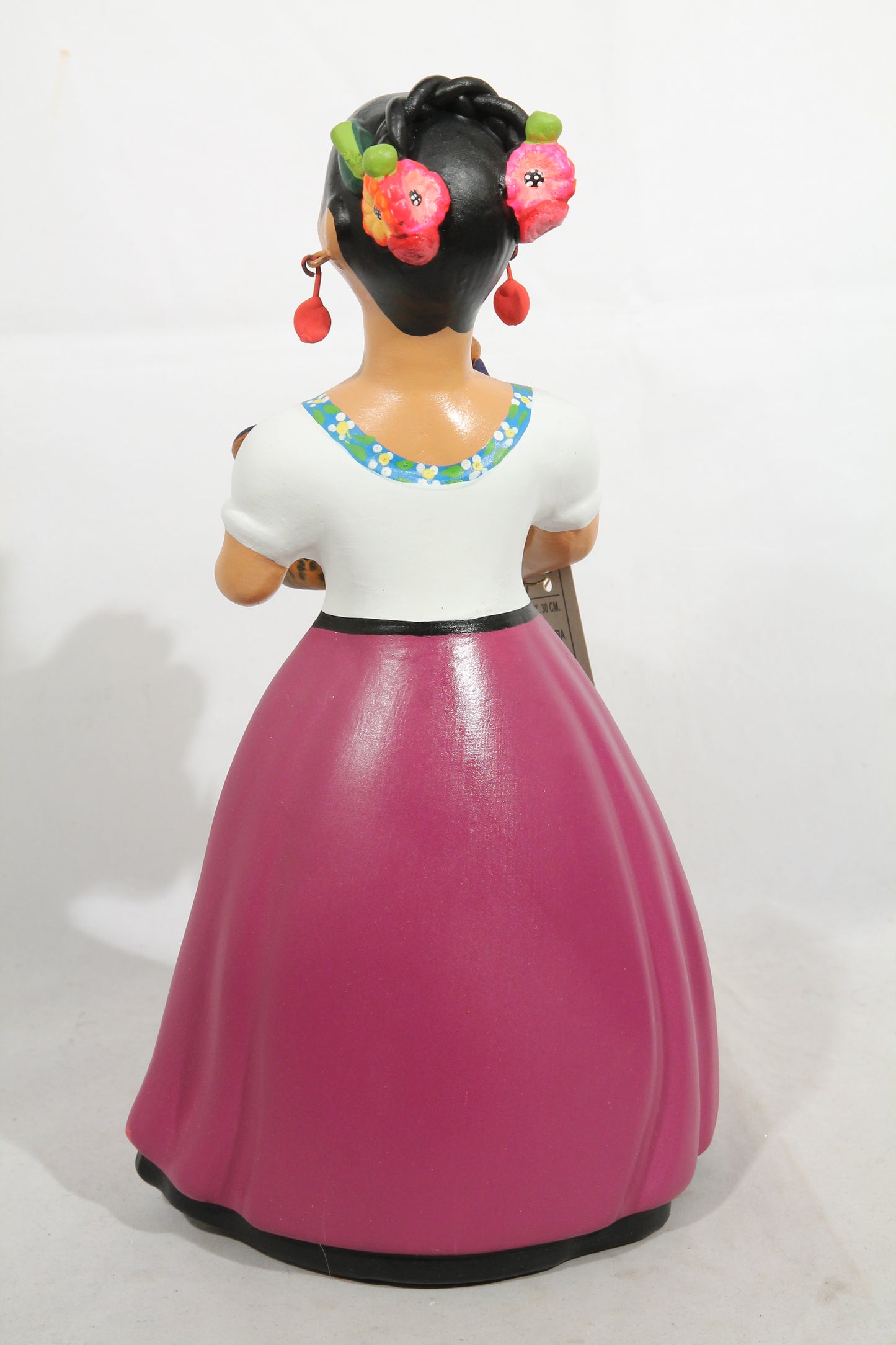 Lupita NAJACO Ceramic Figurine/Doll Mexican Folk Art Basket Kitchenware Purple