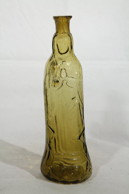 Vintage Figural Glass Bottle Our Lady of Guadalupe Virgin Mary Hand Blown