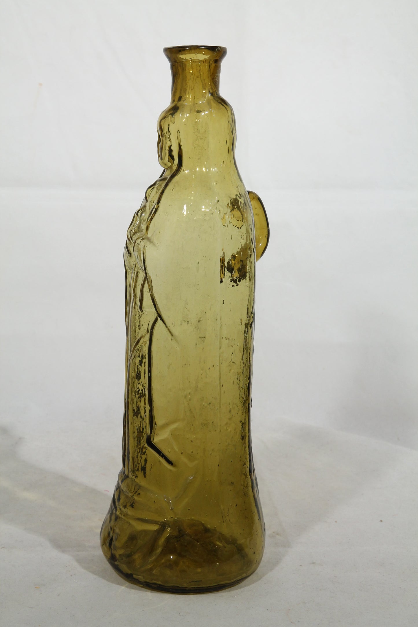 Vintage Figural Glass Bottle Our Lady of Guadalupe Virgin Mary Hand Blown