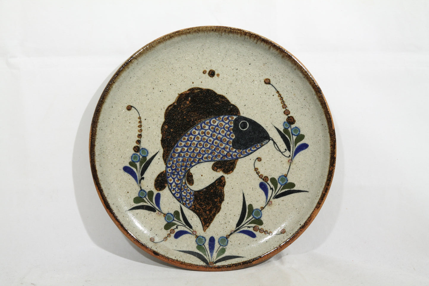 Leap Fish Mexican Ceramic Hanging Plate Hand Painted Folk Art
