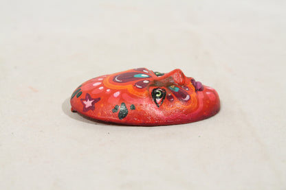 Ceramic Hanging Tiny Red Mask Stars Mexican Folk Art Macias Family