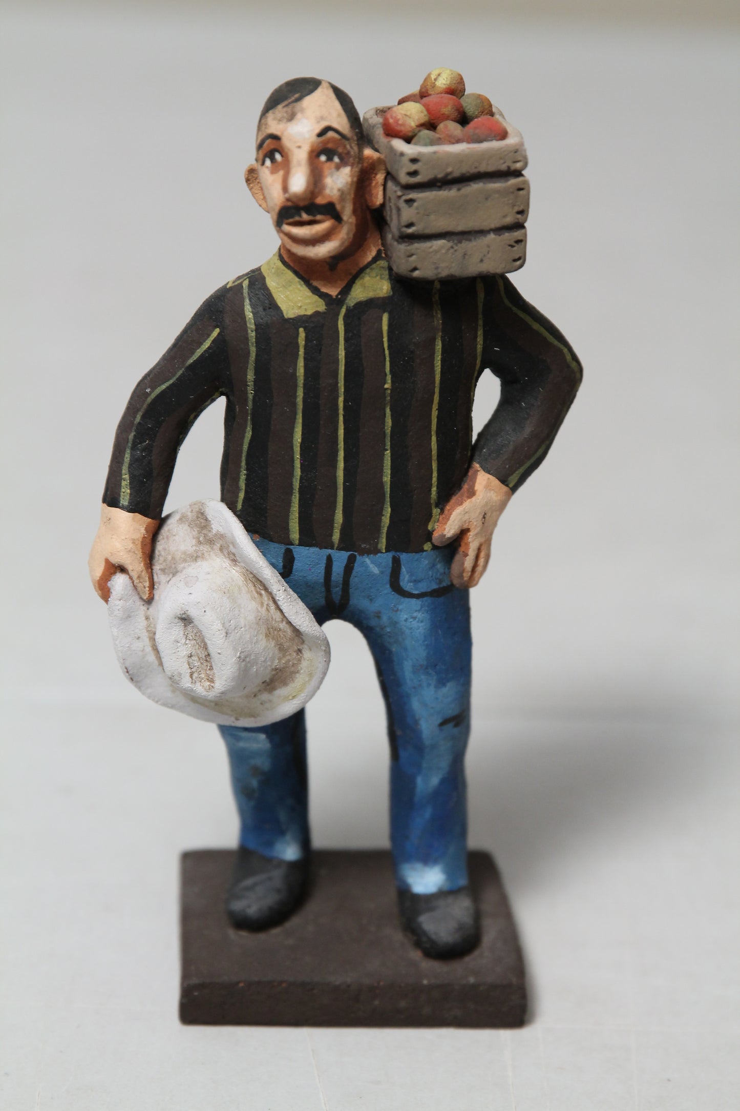 Fruit Seller Male Ceramic/Pottery Sculpture Jose Ayla Sotelo Mexican Fine Art