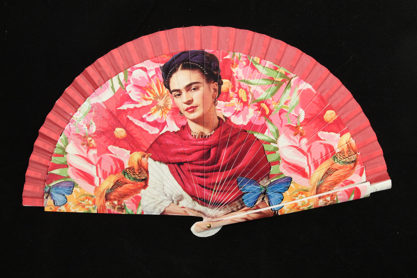 New "Frida" Hand Fan Direct from Spain Lacquered Wood/Paper, Pink