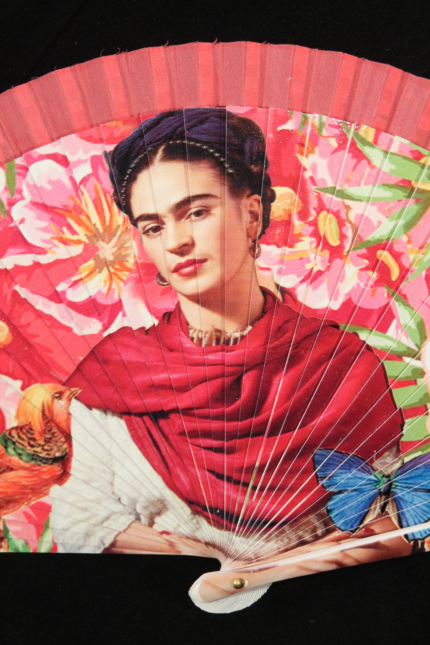 New "Frida" Hand Fan Direct from Spain Lacquered Wood/Paper, Pink