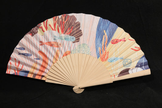 New Contemporary Hand Fan From Spain Wood/Cloth Formal/Casual Wear