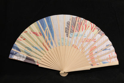 New Contemporary Hand Fan From Spain Wood/Cloth Formal/Casual Wear