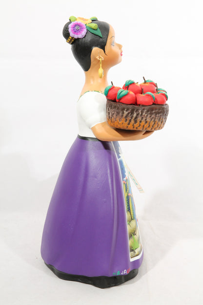 "Lupita" Plum Espanola Skirt Apple Basket NAJACO Doll Ceramic