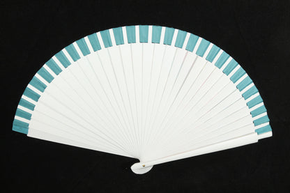 New "Frida" Hand Fan Direct from Spain Lacquered Wood/Paper, Turquoise