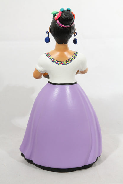 Lupita Doll Fresh Fruit Seller Lilac Dress Ceramic Mexican Folk Art