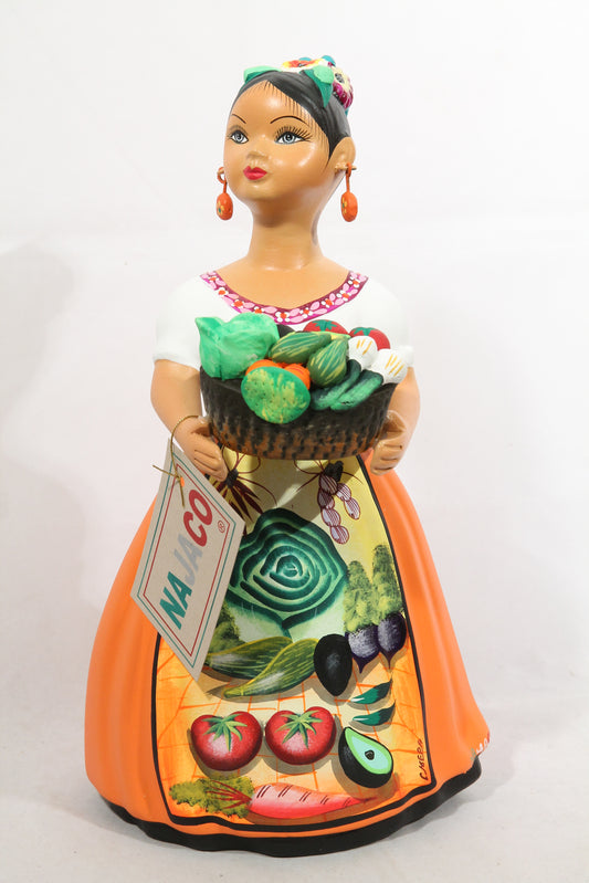 Lupita Najaco Ceramic DollMexican Vegetables basket Orange