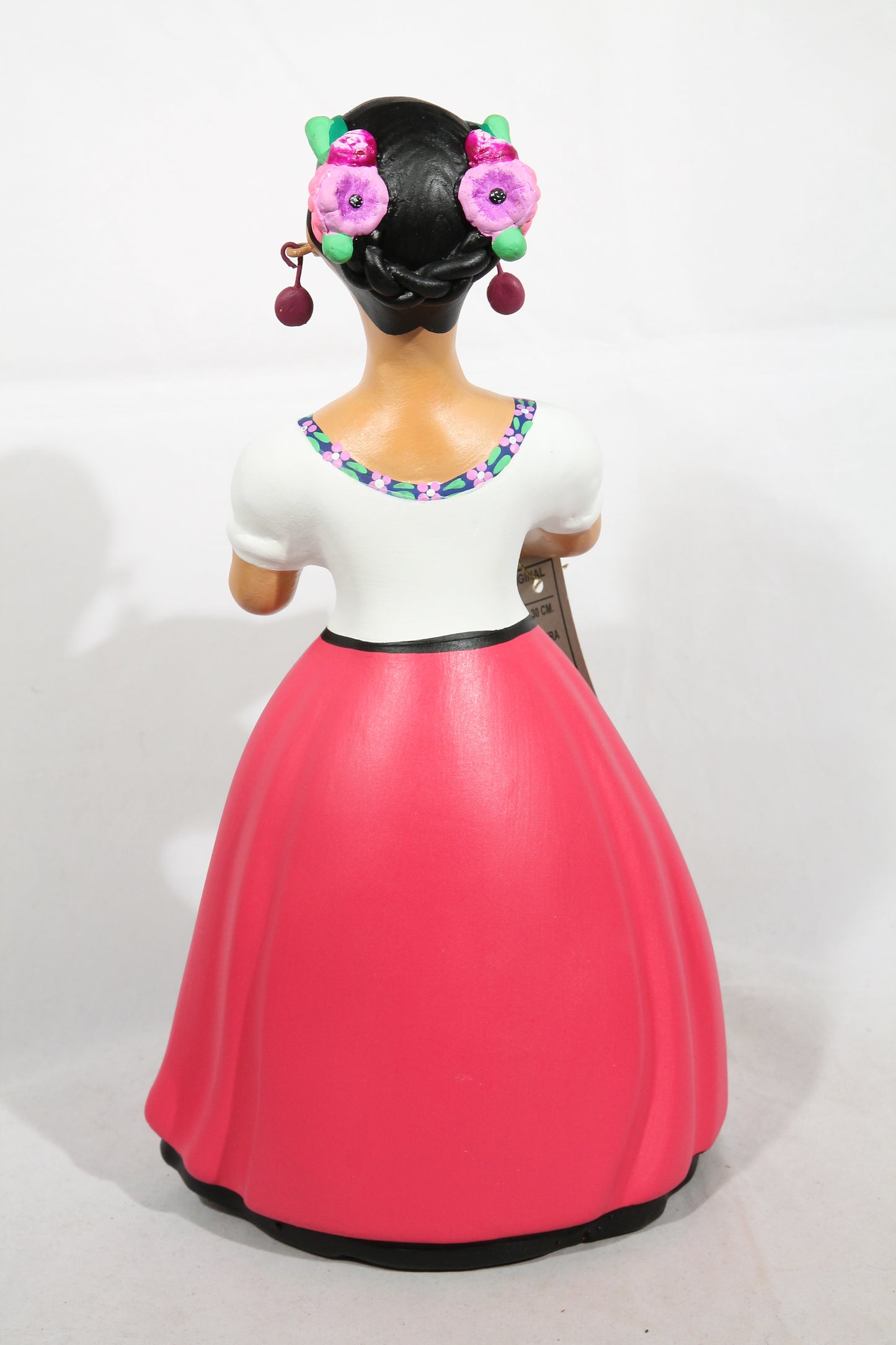 Lupita Najaco Ceramic Doll/Figurine Plate of Fish Mexico Folk Art Fuschsia