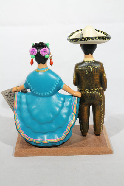 Lupita Najaco Ceramic Figurines Children Dancers Brown/Turquoise Mexican