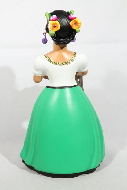 Lupita NAJACO Ceramic Doll Mexican Basket Toys Lime Green #2