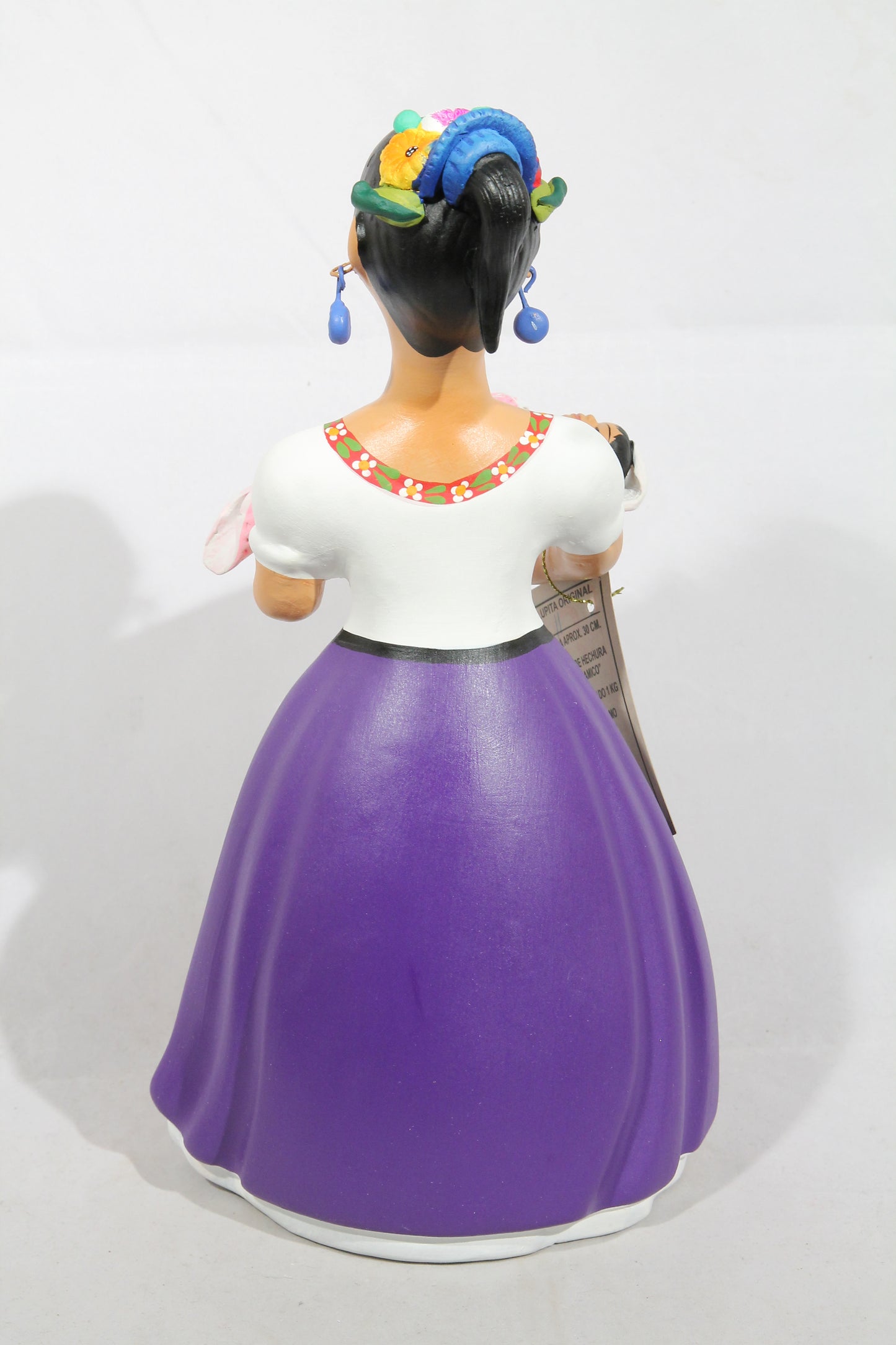 Lupita Doll Ceramic Mexican Figurine Holding Baby Plum Skirt