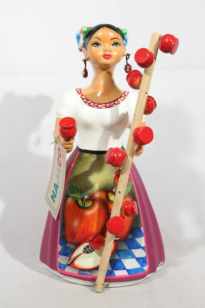 Lupita Candy Apple Seller Purple Ceramic Doll Najaco Mexican #1