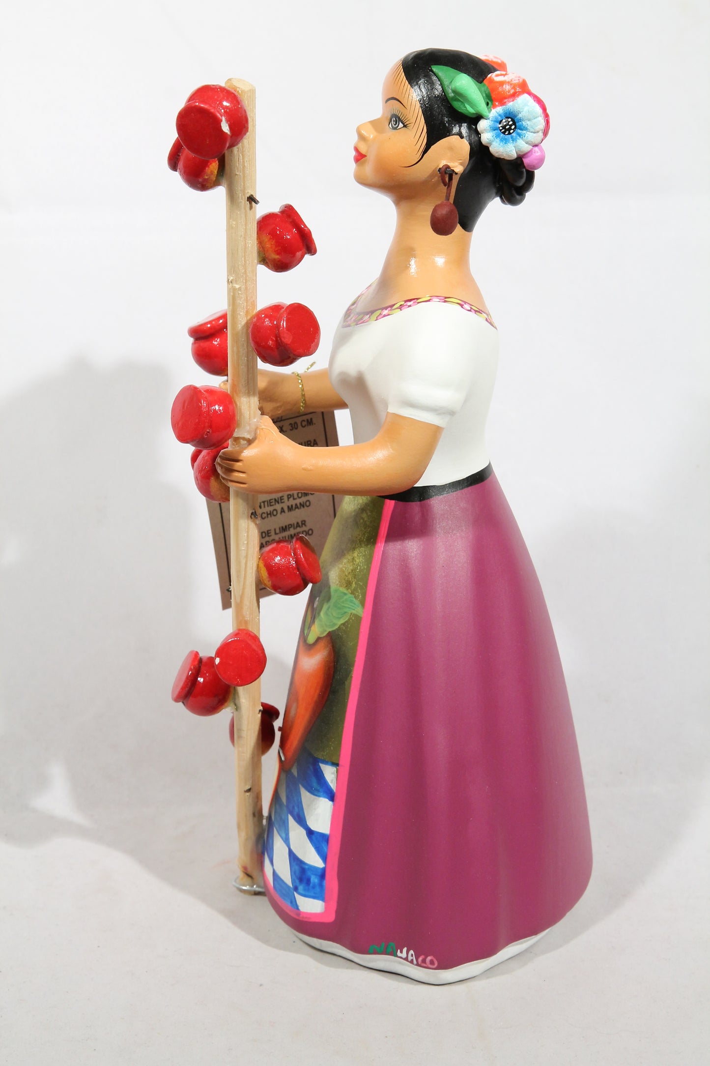 Lupita Candy Apple Seller Purple Ceramic Doll Najaco Mexican #1