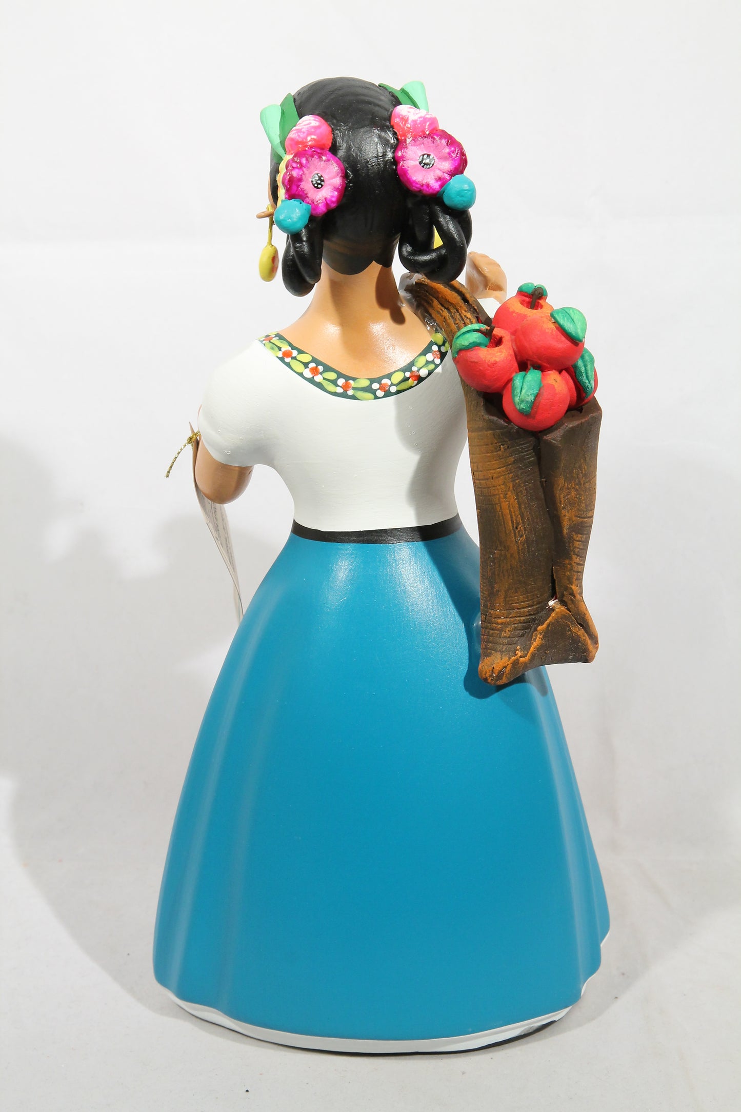 Lupita Najaco Ceramic Doll Apples in Bag Mexican Pottery Teal