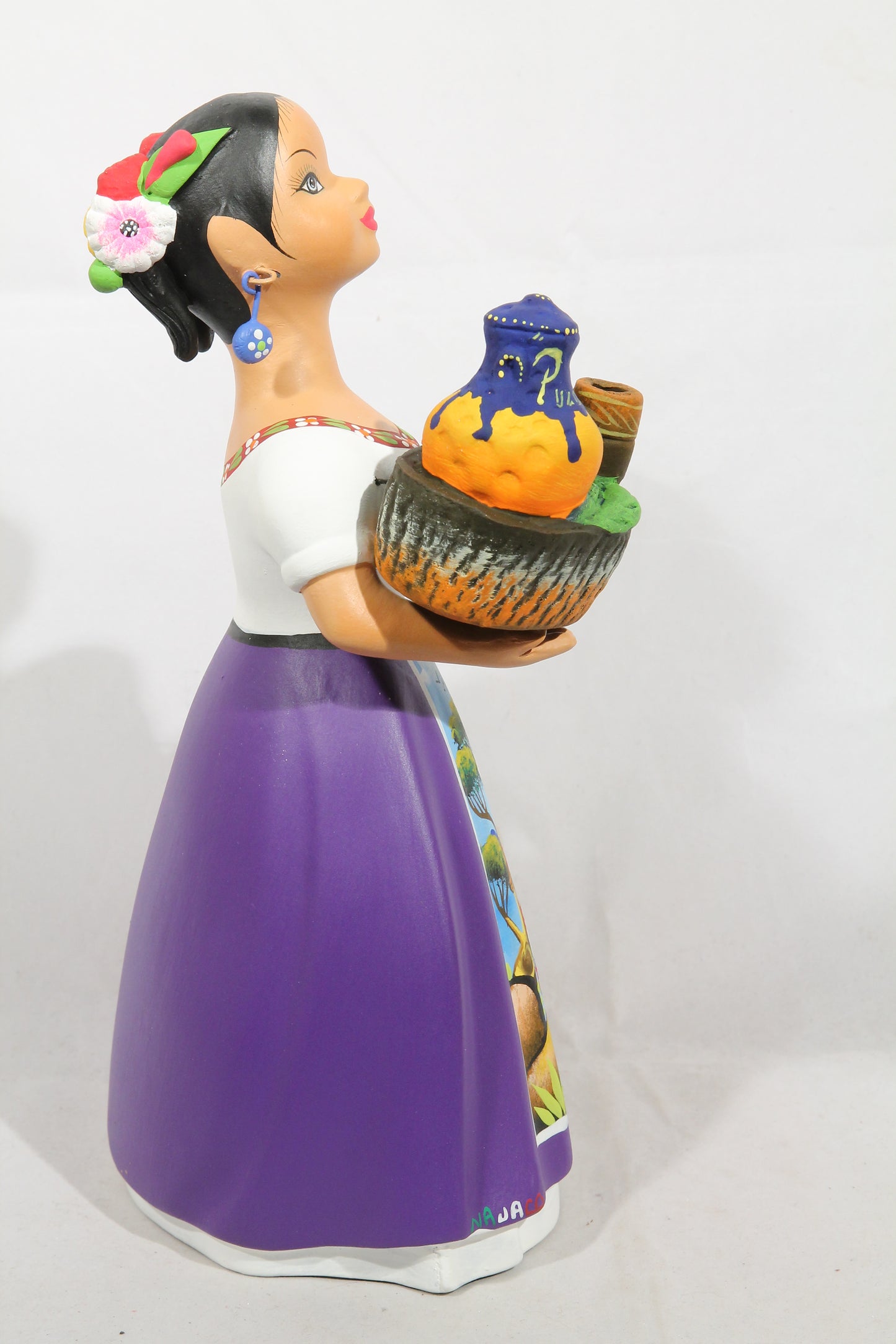 "Lupita" NAJACO Doll Ceramic Figurine Espanola Pulque Seller Plum Skirt #2