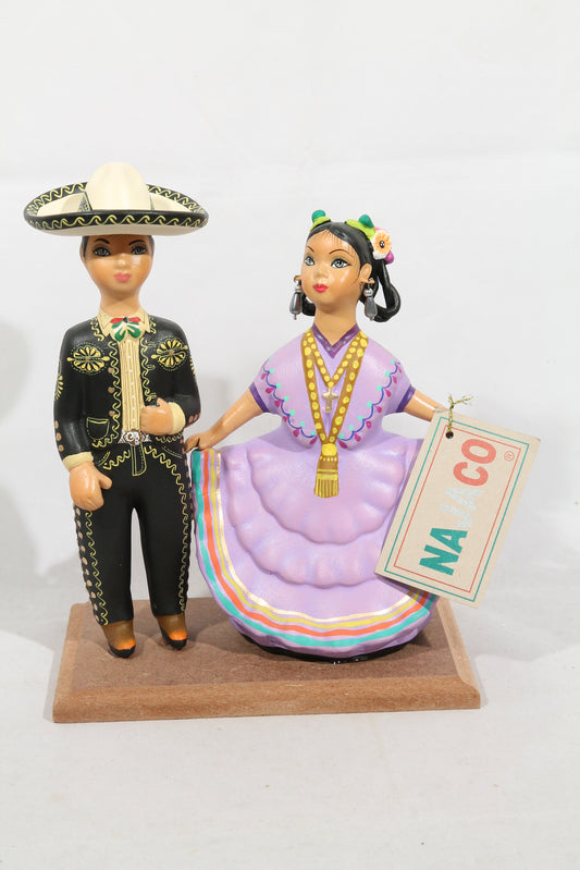 Lupita Najaco Ceramic Mexican Dolls Children Dancers Black/Lilac