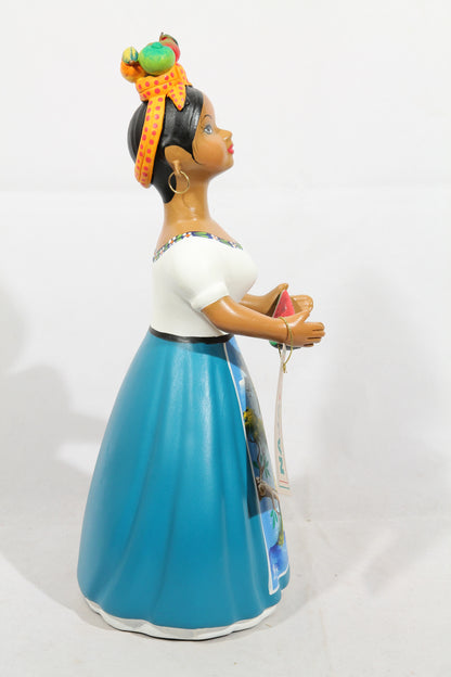 Najaco Lupita Ceramic Figurine Watermelon Mexican Teal Skirt