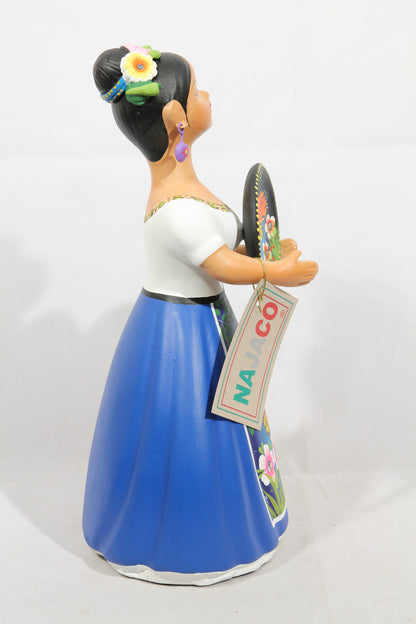 Lupita NAJACO Ceramic Doll Butterfly Platter Mexican Royal Blue #2