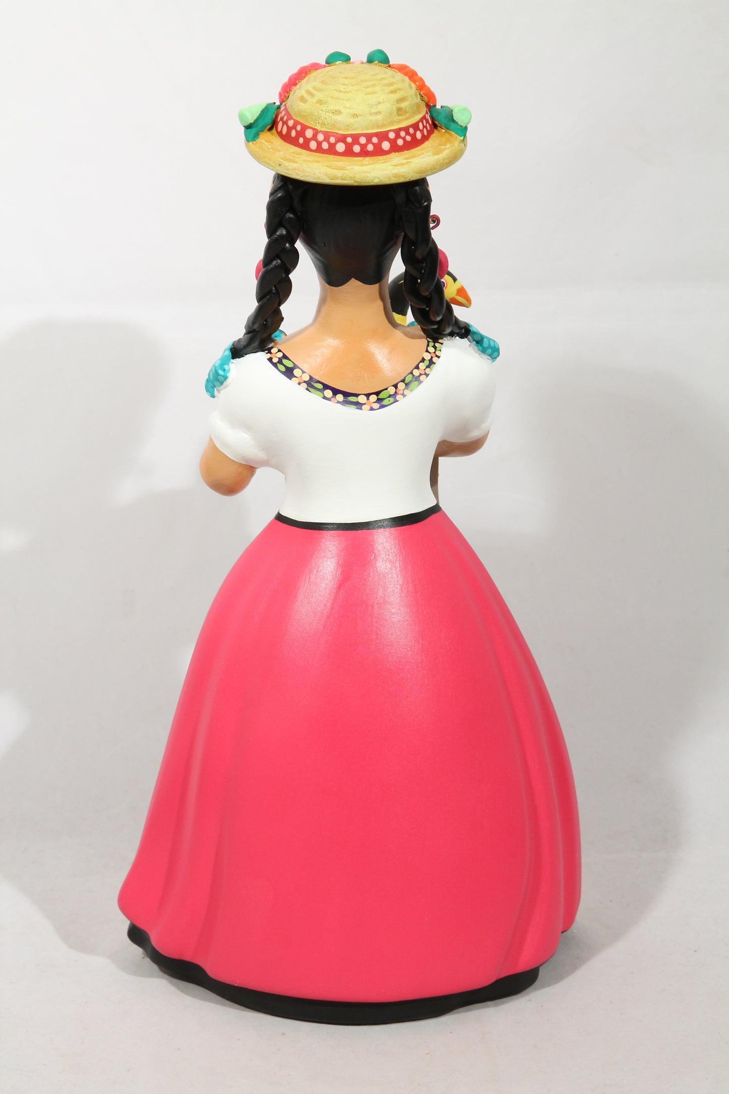 Lupita Doll Goose Herder Najaco Ceramic Hat Fuchsia Mexican