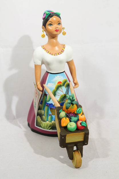 Lupita NAJACO Ceramic Doll Purple Mexican Fresh Fruit Cart
