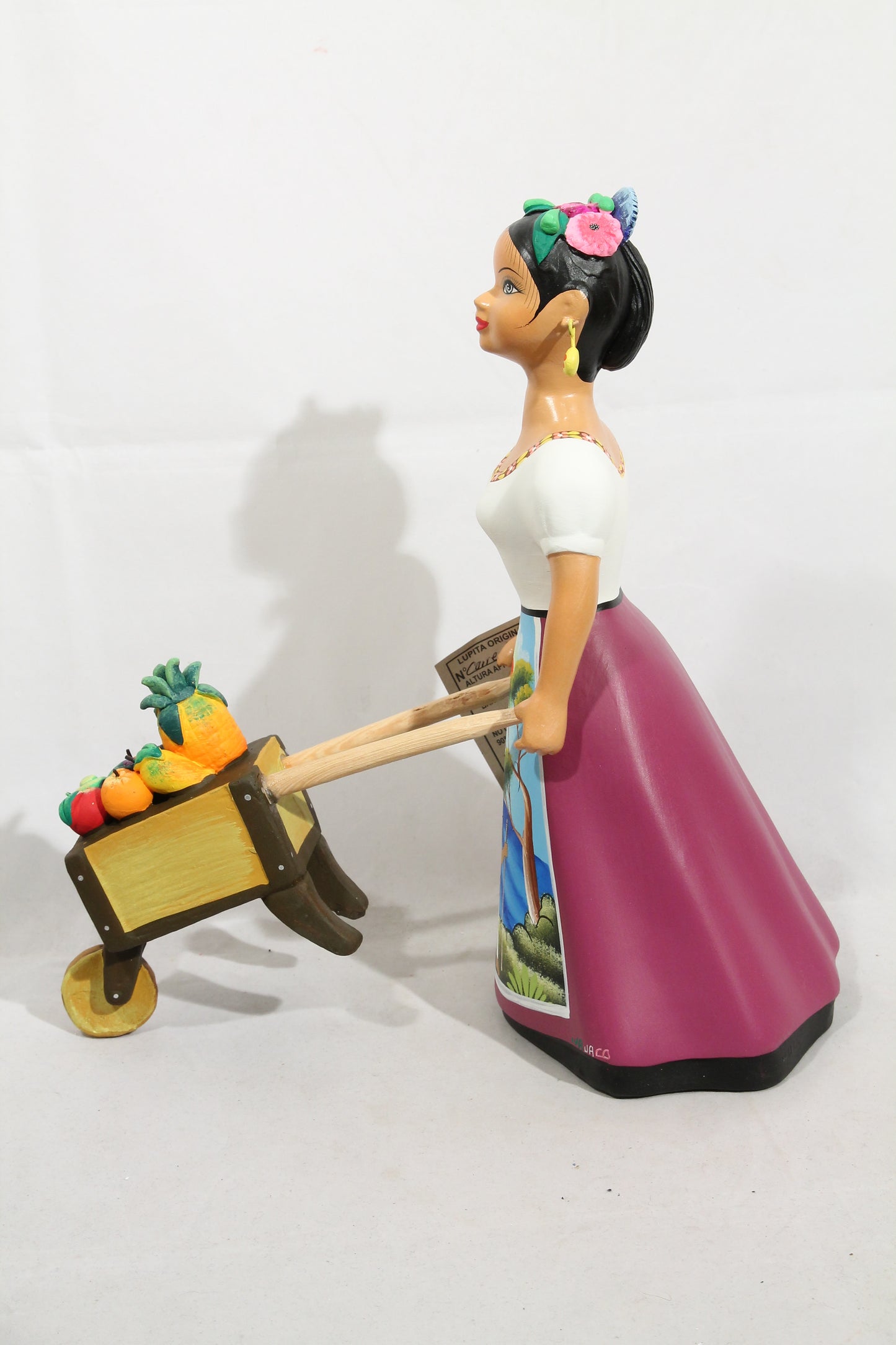 Lupita NAJACO Ceramic Doll Purple Mexican Fresh Fruit Cart