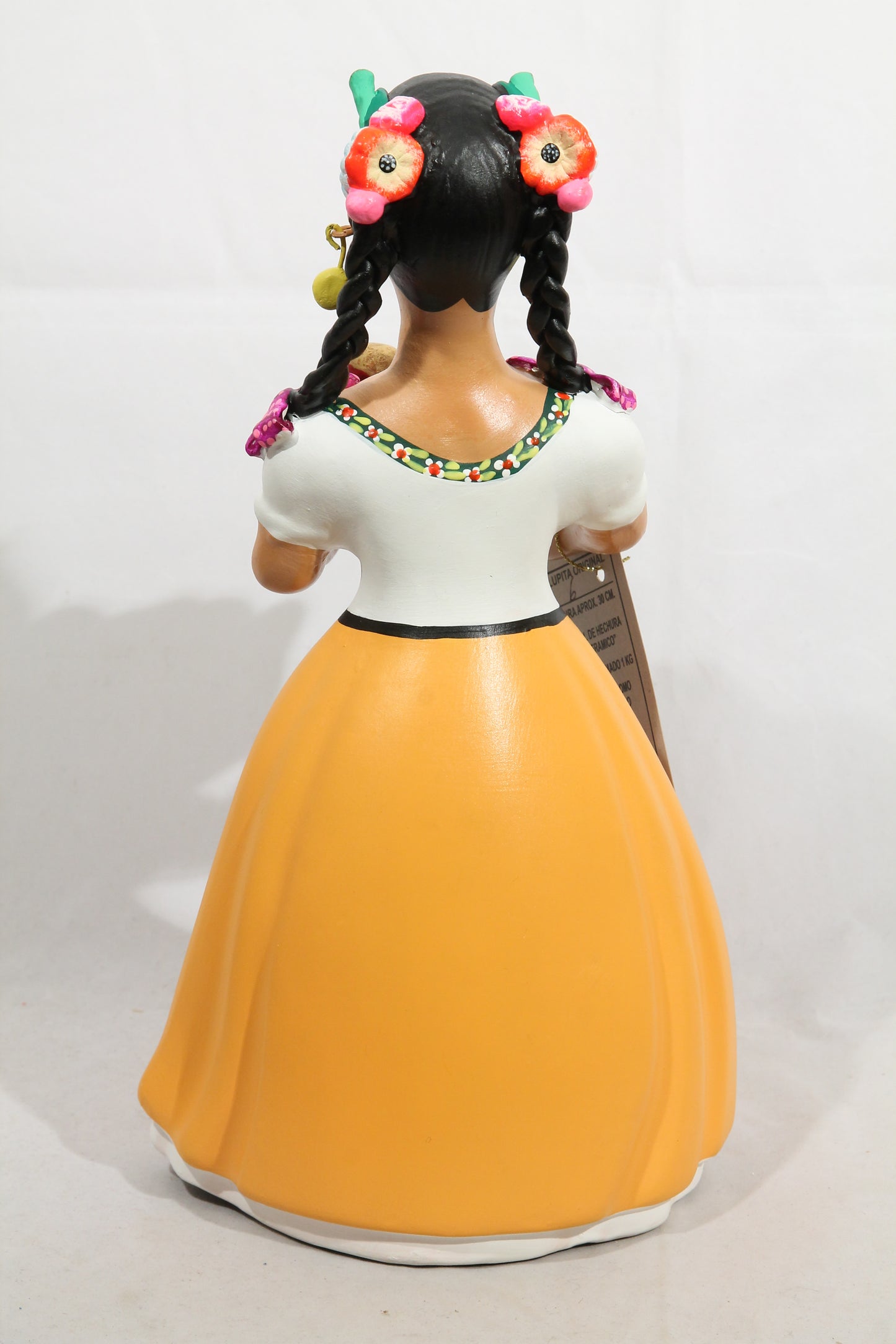 Lupita NAJACO Sweet Bread Basket Mustard Ceramic Doll Mexican Folk Art