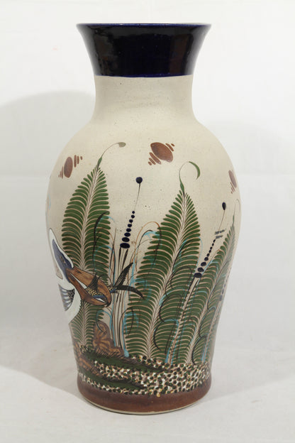 X-Lrg Ceramic Vase Mexican Folk Art Mateos Tostado Collectible Décor Heron
