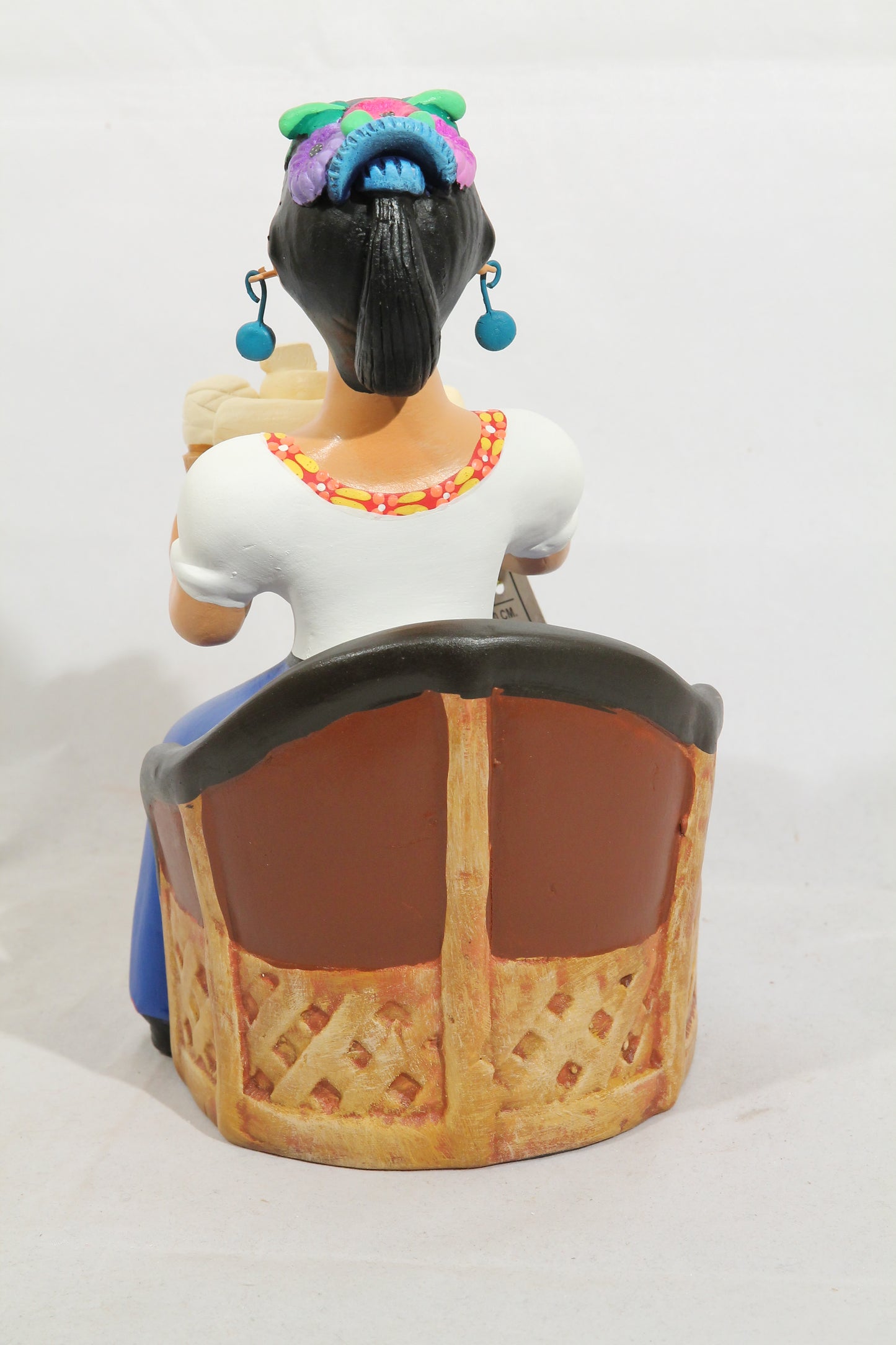 Lupita NAJACO Cheese Basket in Chair Royal Blue Mexican Ceramic Figurine