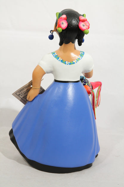 Day of the Dead Pinata Mex Folk Art Celeste Blue NAJACO Lupita Ceramic Doll