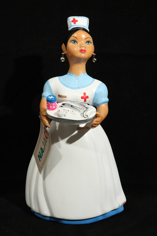 Lupita Najaco "Nurse" Ceramic Figurine Collectible Decoration Blue