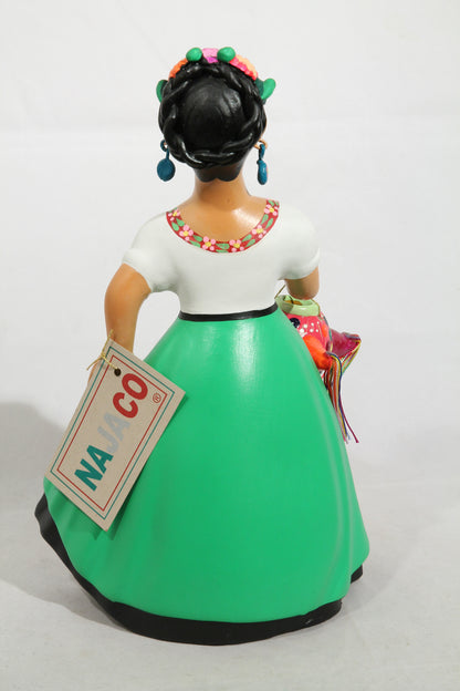 Day of the Dead/Catrina Lupita Ceramic Doll Pinata NAJACO Folk Art Green