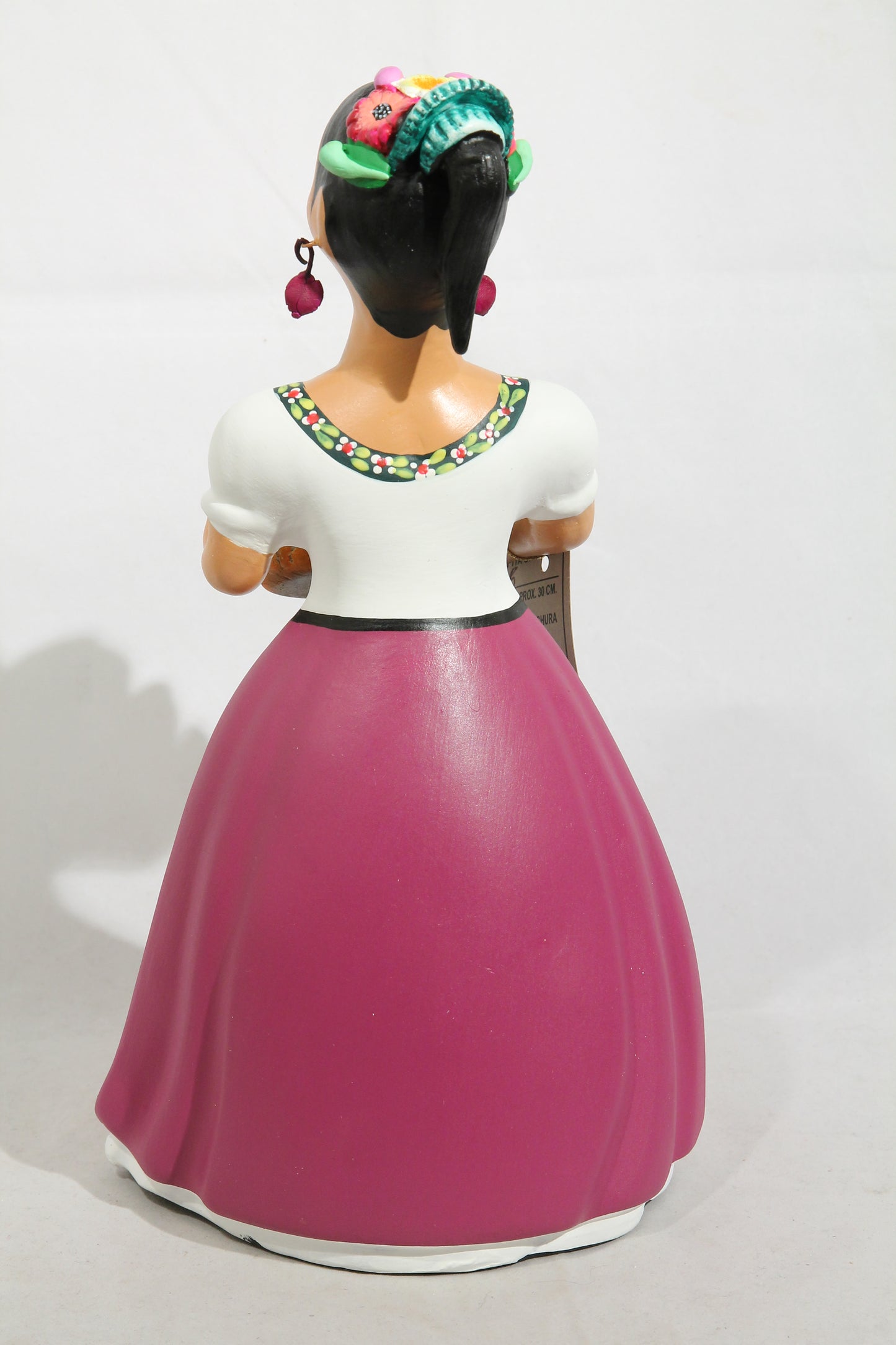 Lupita Doll Sweet Bread Basket Purple Ceramic Mexican Figurine