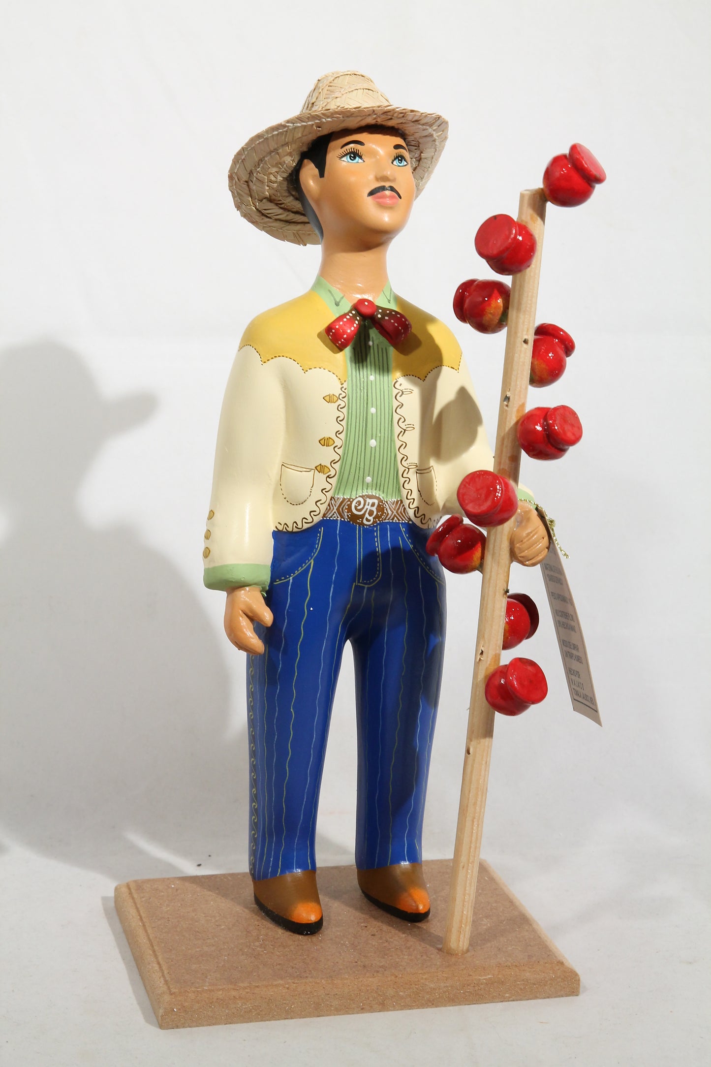 Lupita Najaco Ceramic Male Figurine Mexican Candy Applle Seller Blue